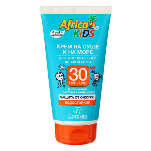 Крем на суше и на море, для чувствительной детской кожи SPF 30 «Africa Kids», FLORESAN, 150 мл