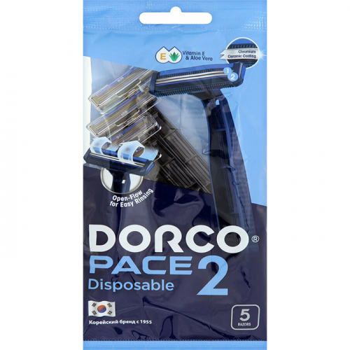 Станок для бритья одноразовый Pace 2 Disposable с 2 лезвиями, DORCO, 5 шт.