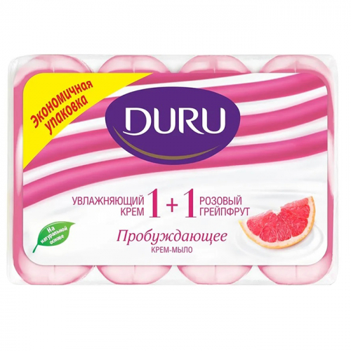 Крем мыло Duru 1+1 пробуждающее розовый грейпфрут, DURU, 4 шт x 90 г