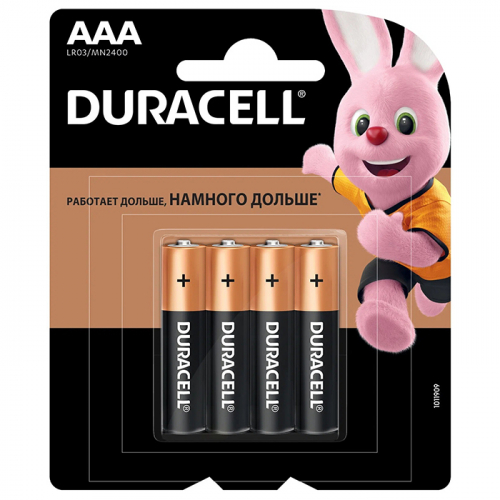 Батарейки AAA, DURACELL, 4 шт