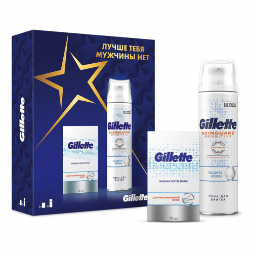 Подарочный набор Sensitive Skin для чувствительной кожи, GILLETTE (Бальзам после бритья 75 мл + Пена для бритья 250 мл)
