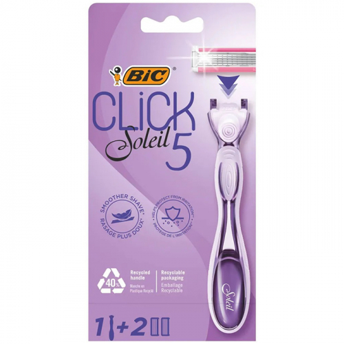 Станок для бритья, Click Soleil 5, 5 лезвий, 2 сменные кассеты, BIC