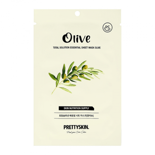 Тканевая маска для лица с Оливы, TOTAL SOLUTION ESSENTIAL SHEET MASK OLIVE PRETTYSKIN, 23г