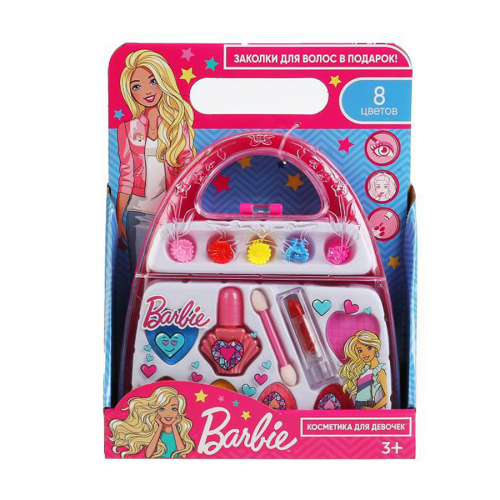 Косметика для девочек "Барби" тени, лак для ногтей, помада, заколки на блистере МИЛАЯ ЛЕДИ