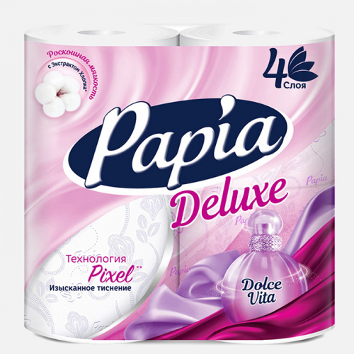 Туалетная бумага Deluxe Paradiso Fiori 4 слоя 4 рулона, PAPIA 