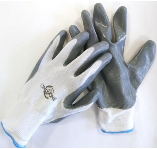 Перчатки полиэстер белые с серым нитриловым покрытием ONLY ONE размер L, INSHIRO