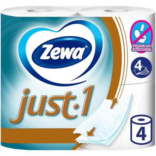 Туалетная бумага Just1 4-слойная, ZEWA, 4 шт