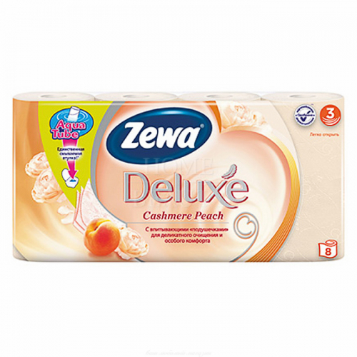 ZEWA Делюкс бумага туалетная 3-х слойная с ароматом Персика 8 шт.