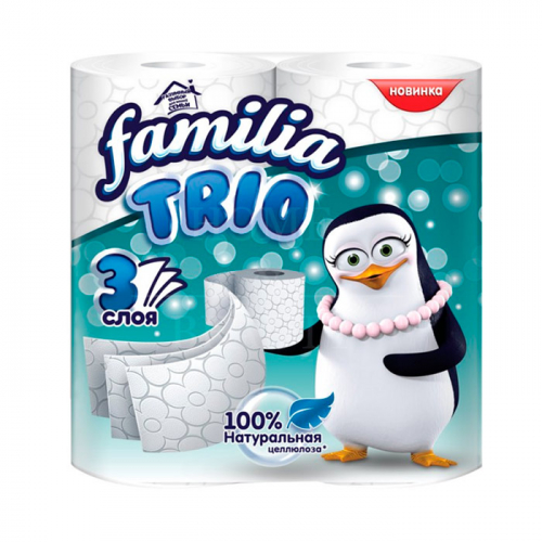 FAMILIA TRIO Туалетная бумага трёхслойная 4 рулона