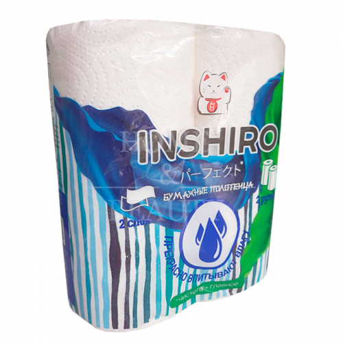 INSHIRO Полотенца кухонные бумажные белый, 2-х слойные 2 рулона в упаковке
