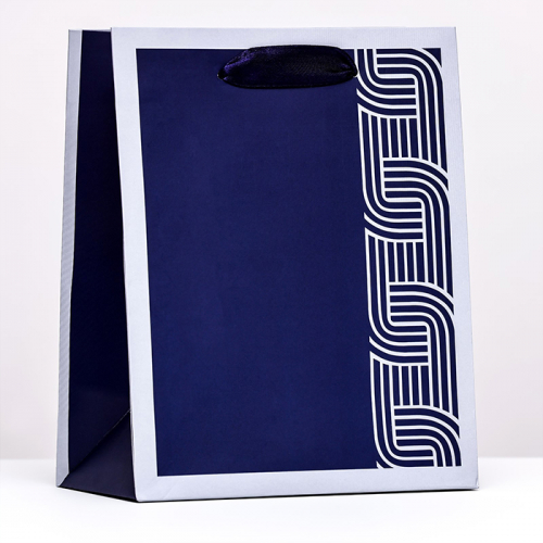 Подарочный пакет Синий минимализм 18 х 22,3 х 10 см 