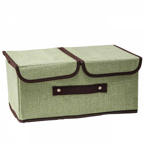 Короб для хранения с двойной крышкой "Тэри", 36х25х16 см цвет зелёный