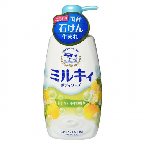 COW BRAND "Milky" Жидкое пенное мыло для тела c керамидами и молочными протеинами цитрусовый аромат, диспенсер 550 мл