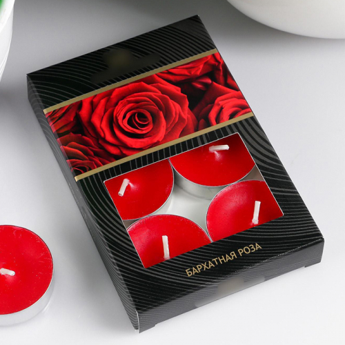 Набор чайных свечей ароматизированных "Бархатная роза" в подарочной коробке, 6 шт
