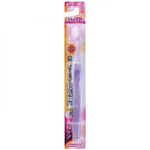Зубная щётка с экстракомпактной чистящей головкой и утонченными кончиками ворса, средней жесткости, EBISU (Цвет: МИКС)